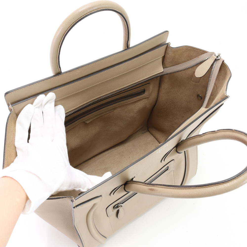Celine Luggage Mini Shopper Leather Tote Bag Greige - Picture 12 of 16